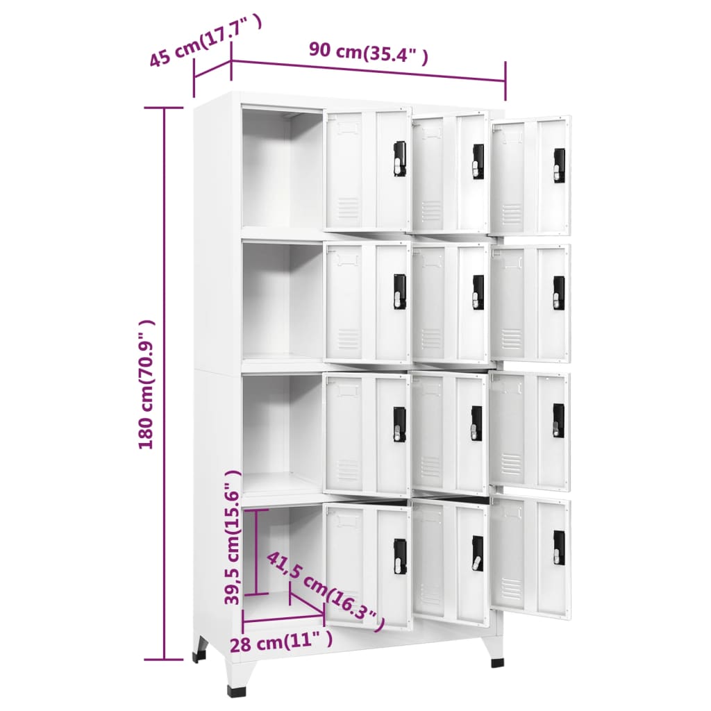 vidaXL Φοριαμός Λευκός 90 x 45 x 180 εκ. Ατσάλινος