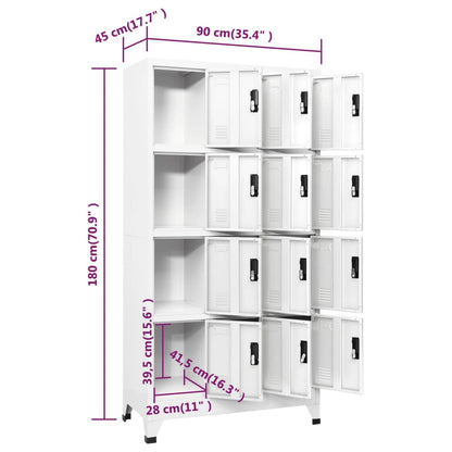 vidaXL Φοριαμός Λευκός 90 x 45 x 180 εκ. Ατσάλινος