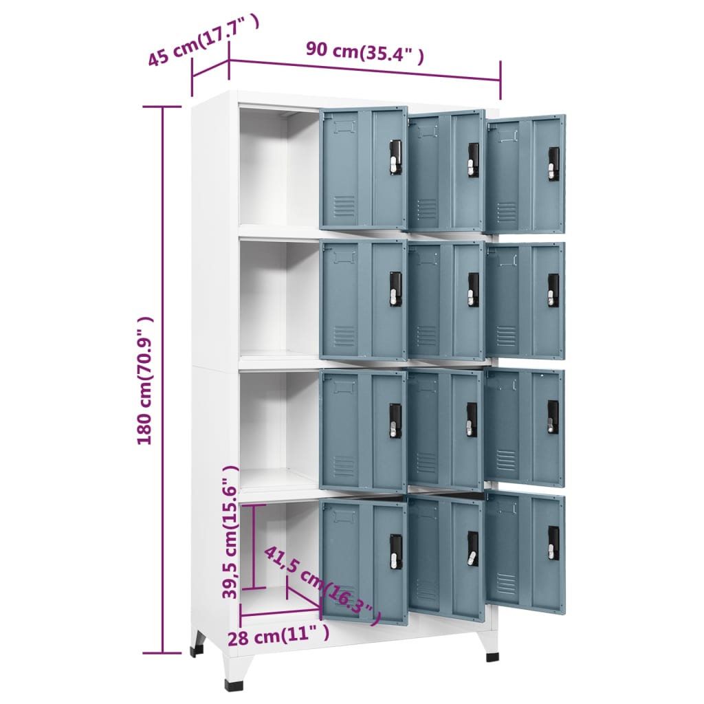 vidaXL Φοριαμός Ανοιχτό / Σκούρο Γκρι 90 x 45 x 180 εκ. Ατσάλινος