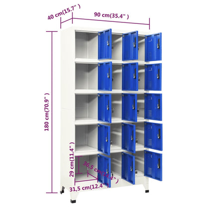 vidaXL Φοριαμός Γκρι και Μπλε 90 x 40 x 180 εκ. Ατσάλινος