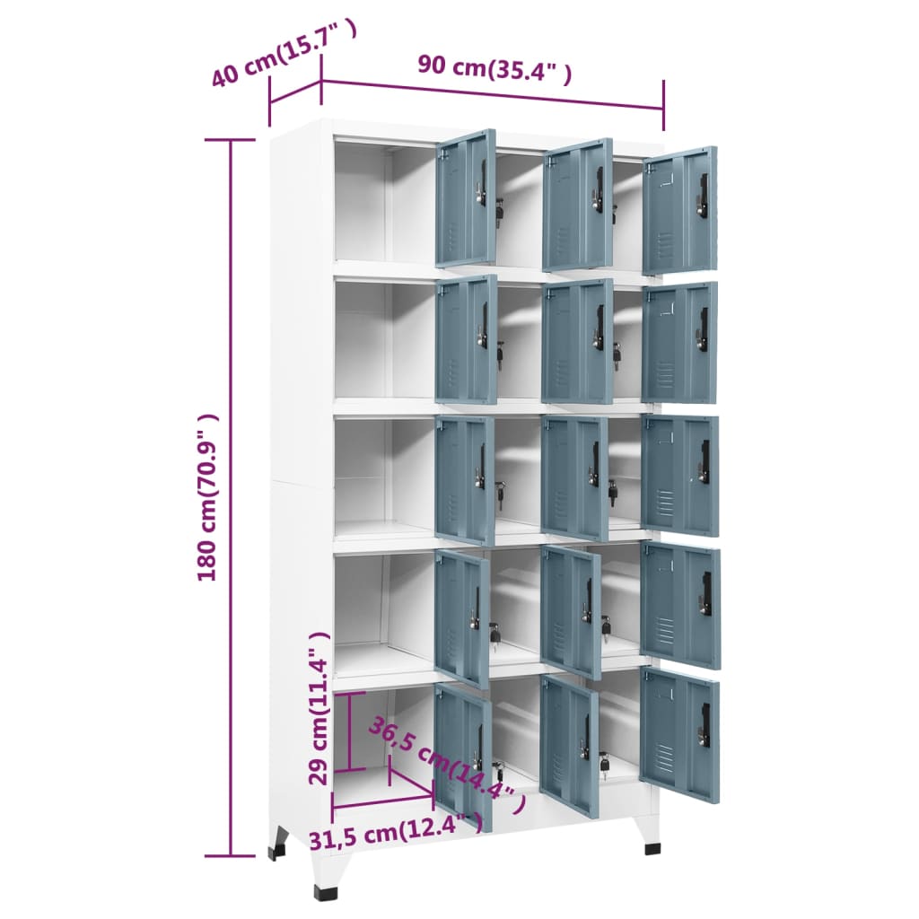 vidaXL Φοριαμός Ανοιχτό Γκρι & Σκούρο Γκρι 90 x 40 x 180 εκ. Ατσάλινος