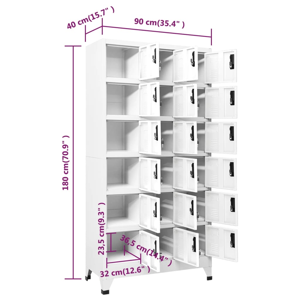 vidaXL Φοριαμός Λευκός 90 x 40 x 180 εκ. Ατσάλινος