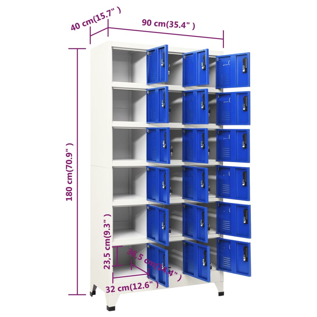 vidaXL Φοριαμός Γκρι και Μπλε 90 x 40 x 180 εκ. Ατσάλινος