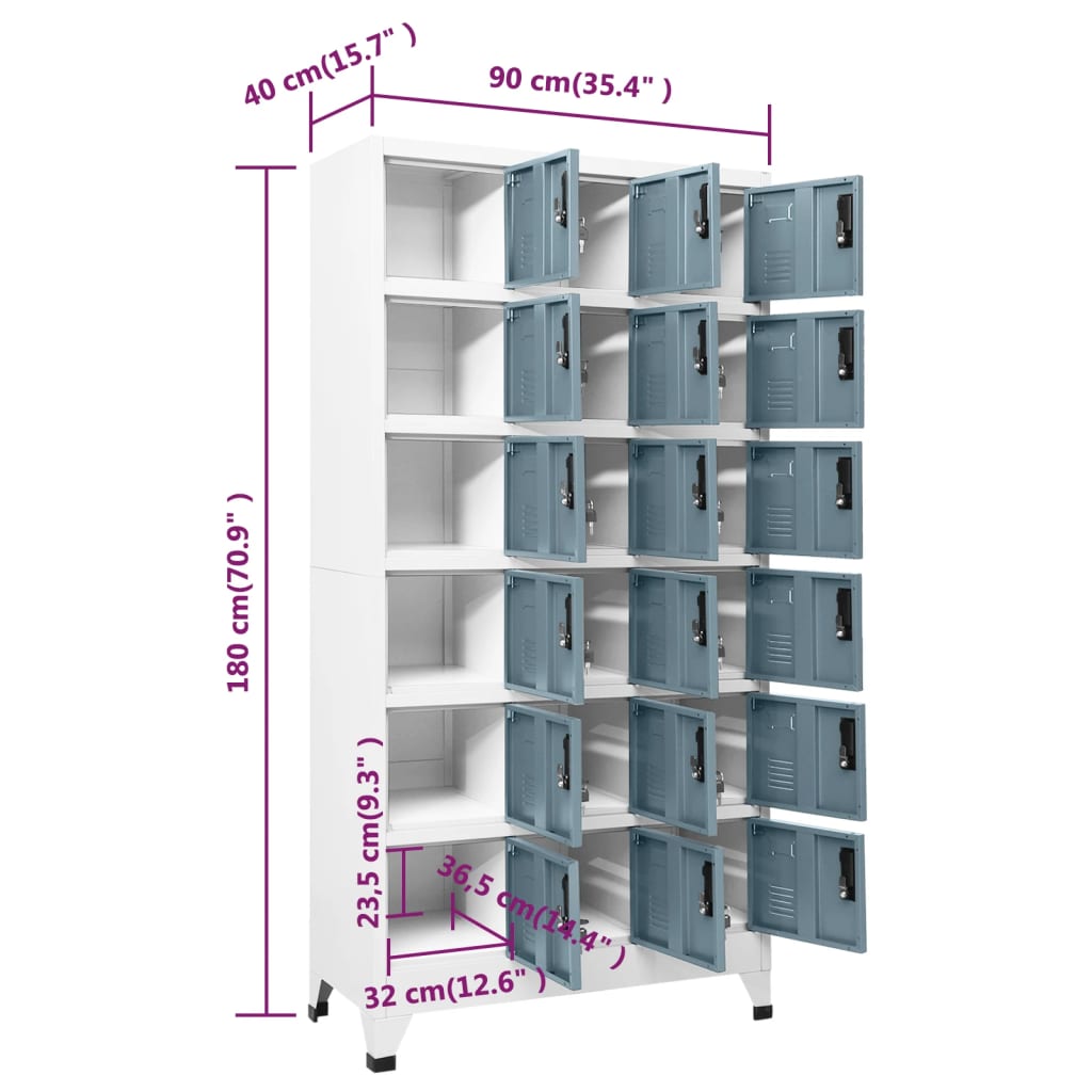 vidaXL Φοριαμός Ανοιχτό Γκρι & Σκούρο Γκρι 90 x 40 x 180 εκ. Ατσάλινος