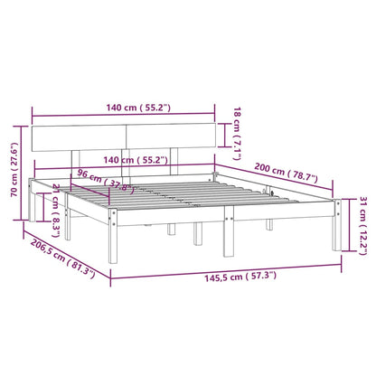 vidaXL Πλαίσιο Κρεβατιού Λευκό 140 x 200 εκ. από Μασίφ Ξύλο Πεύκου