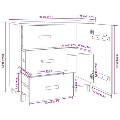 vidaXL Συρταριέρα HAMAR Καφέ Μελί 90 x 40 x 80 εκ. Μασίφ Ξύλο Πεύκου