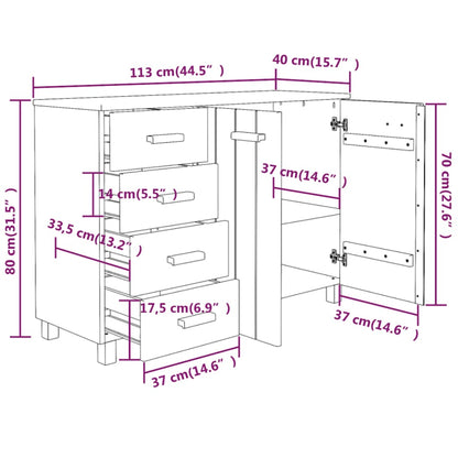 vidaXL Συρταριέρα HAMAR Αν. Γκρι 113 x 40 x 80εκ. Μασίφ Ξύλο Πεύκου