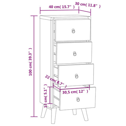 vidaXL Συρταριέρα 40 x 30 x 100 εκ. από Μασίφ Ξύλο Teak