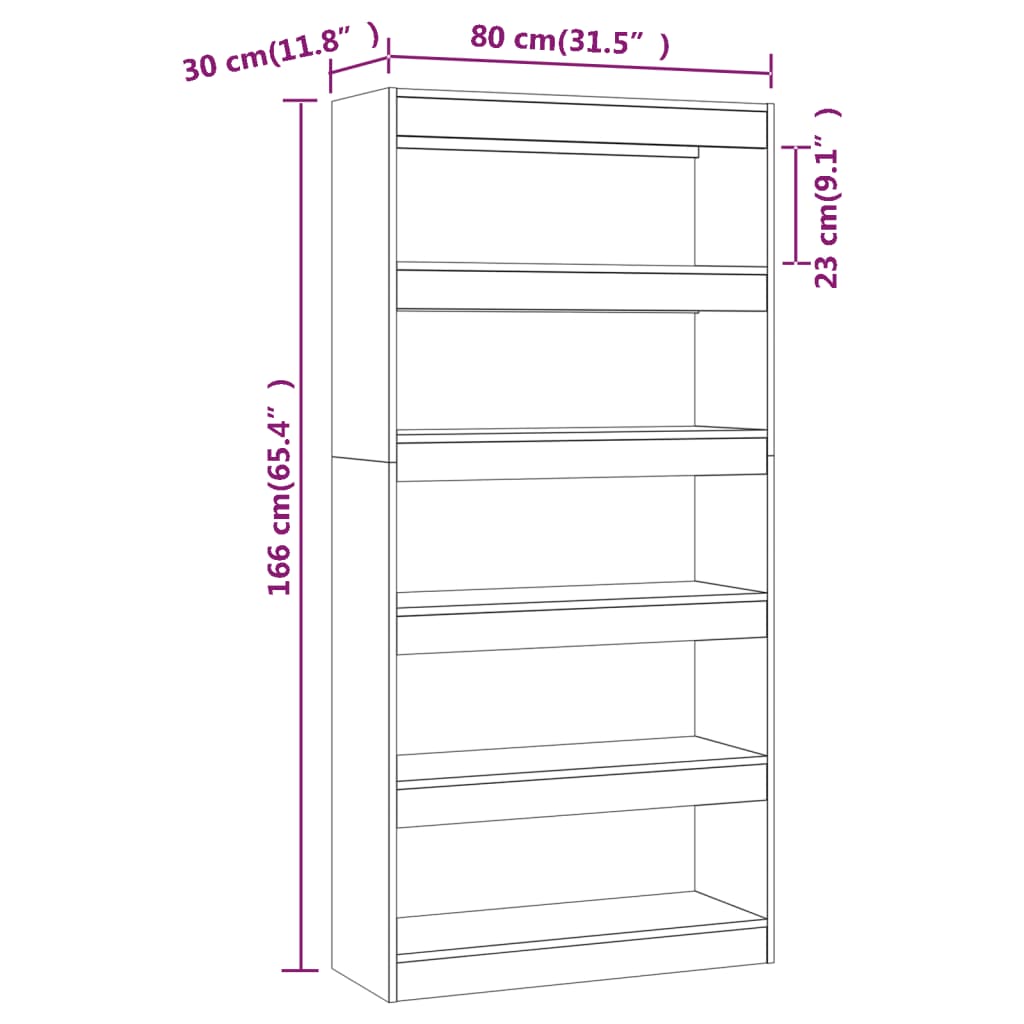 Βιβλιοθήκη/Διαχωριστικό Χώρου Γκρι Sonoma 80x30x135 εκ.