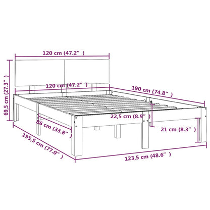 Πλαίσιο Κρεβατιού 120 x 190 εκ. από Μασίφ Ξύλο