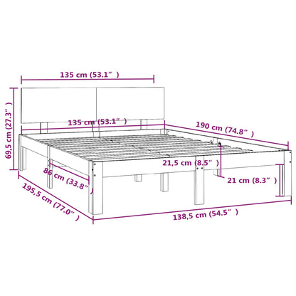 vidaXL Πλαίσιο Κρεβατιού 135 x 190 εκ. από Μασίφ Ξύλο