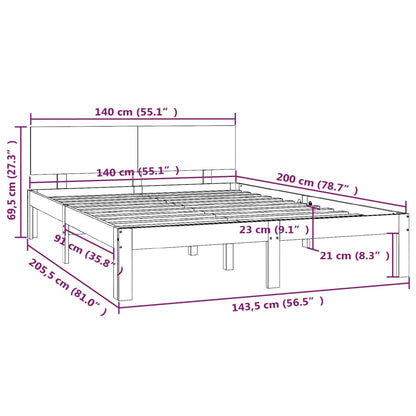 vidaXL Πλαίσιο Κρεβατιού Λευκό 140 x 200 εκ. από Μασίφ Ξύλο Πεύκου