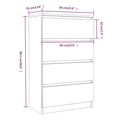 vidaXL Συρταριέρα Καφέ Δρυς 60 x 35 x 98,5 εκ. από Επεξεργασμένο Ξύλο