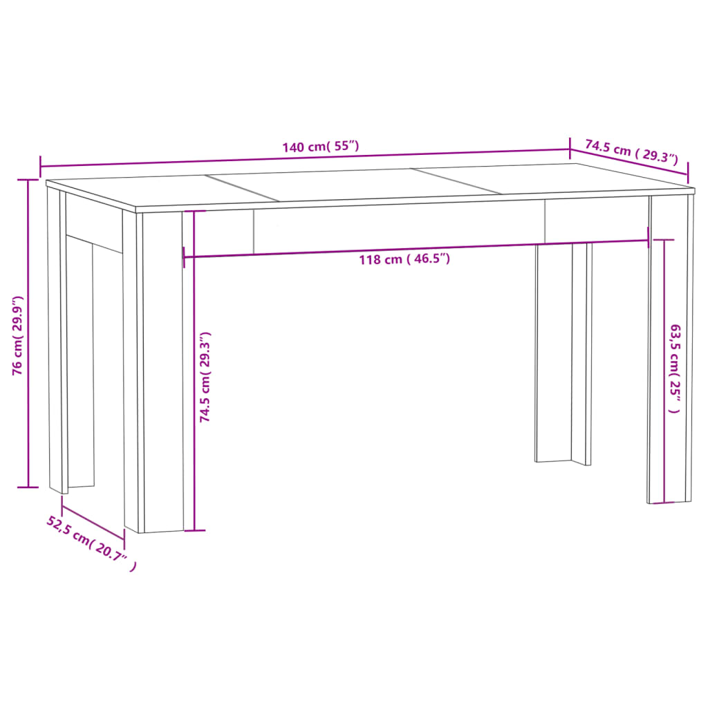 Τραπέζι Φαγητού Καπνιστής Δρυς 140x74,5x76 εκ.