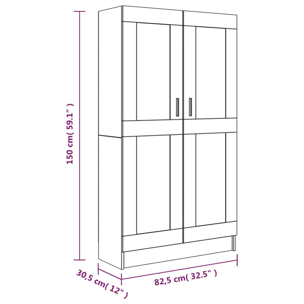 vidaXL Βιβλιοθήκη Καπνιστή Δρυς 82,5x30,5x150 εκ. Επεξεργασμένο Ξύλο