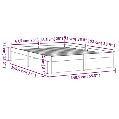 vidaXL Πλαίσιο Κρεβατιού Μελί 135 x 190 εκ Ξύλο Πεύκου Double