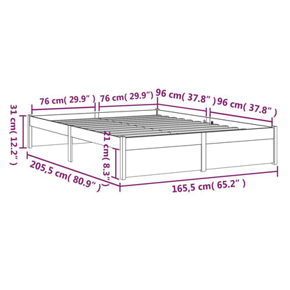 vidaXL Πλαίσιο Κρεβατιού Λευκό 160 x 200 εκ. από Μασίφ Ξύλο