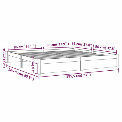 vidaXL Πλαίσιο Κρεβατιού Μελί 180 x 200 εκ. Μασίφ Ξύλο Super King