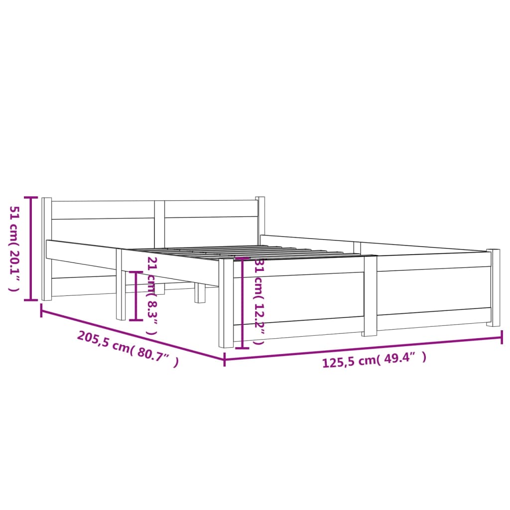 vidaXL Πλαίσιο Κρεβατιού Λευκό 120 x 200 εκ. από Μασίφ Ξύλο