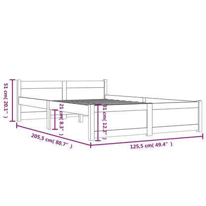 vidaXL Πλαίσιο Κρεβατιού Λευκό 120 x 200 εκ. από Μασίφ Ξύλο