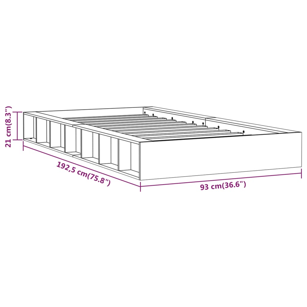 vidaXL Πλαίσιο Κρεβατιού Μελί 75x190 εκ. Ξύλο Πεύκου Small Single