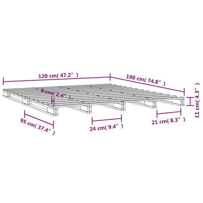 vidaXL Κρεβάτι από Παλέτες Μελί 120x190 εκ. Μασίφ Πεύκο Small Double