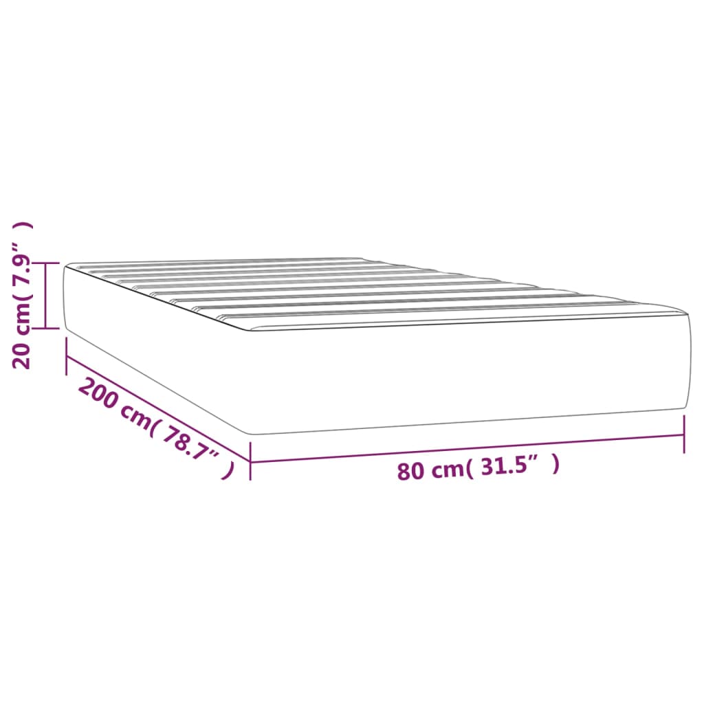 vidaXL Στρώμα με Pocket Springs Σκούρο Γκρι 80x200x20 εκ. Υφασμάτινο