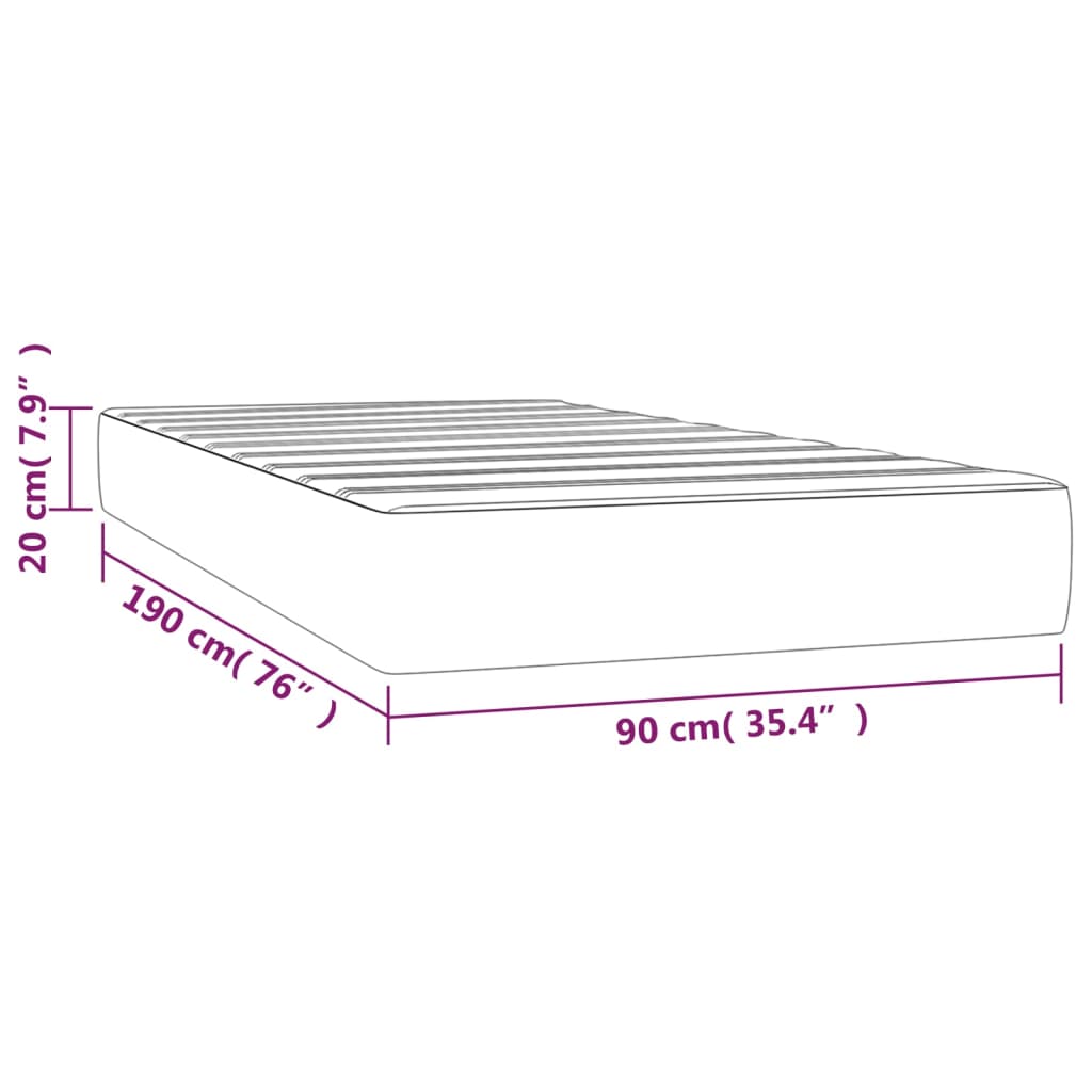 vidaXL Στρώμα με Pocket Springs Ανοιχτό Γκρι 90x190x20 εκ. Υφασμάτινο