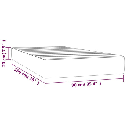 vidaXL Στρώμα με Pocket Springs Ανοιχτό Γκρι 90x190x20 εκ. Υφασμάτινο