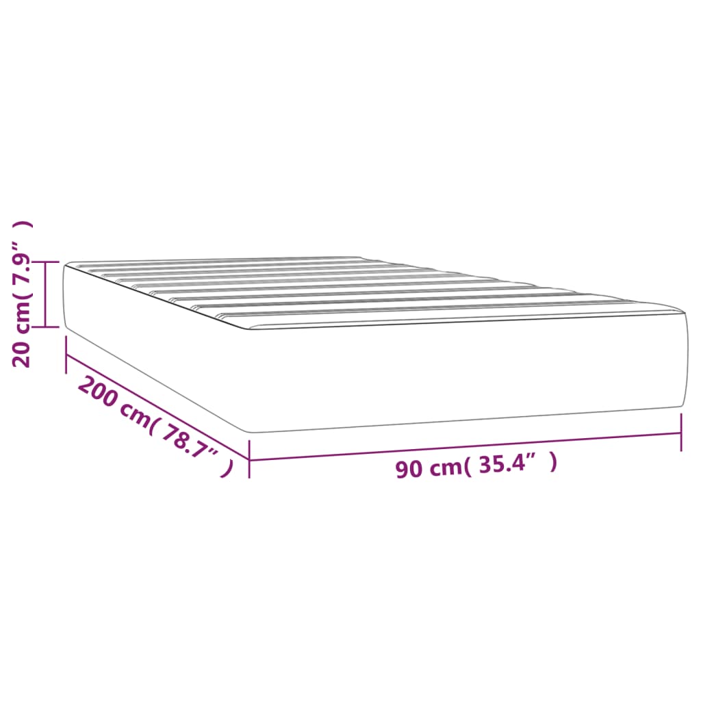 vidaXL Στρώμα με Pocket Springs Σκούρο Καφέ 90x200x20 εκ. Υφασμάτινο