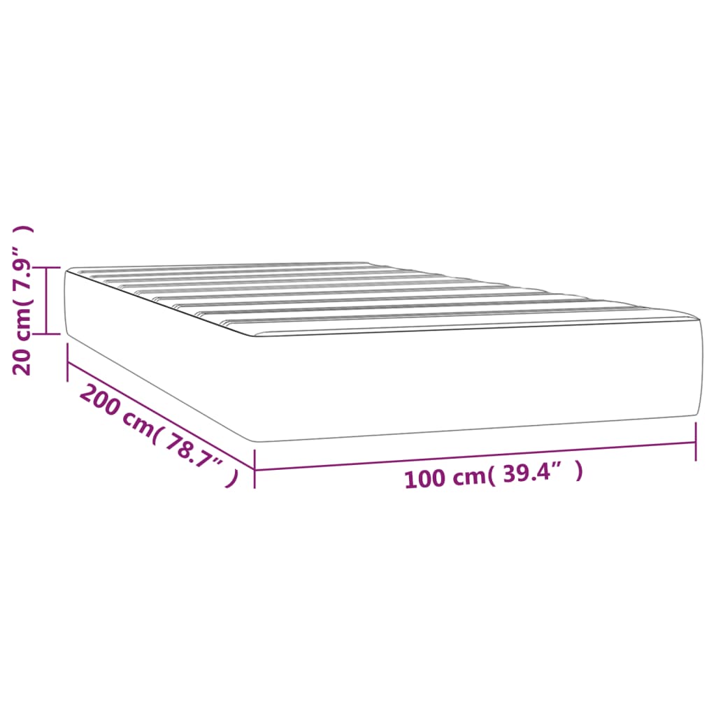 vidaXL Στρώμα με Pocket Springs Ανοιχτό Γκρι 100x200x20 εκ. Υφασμάτινο