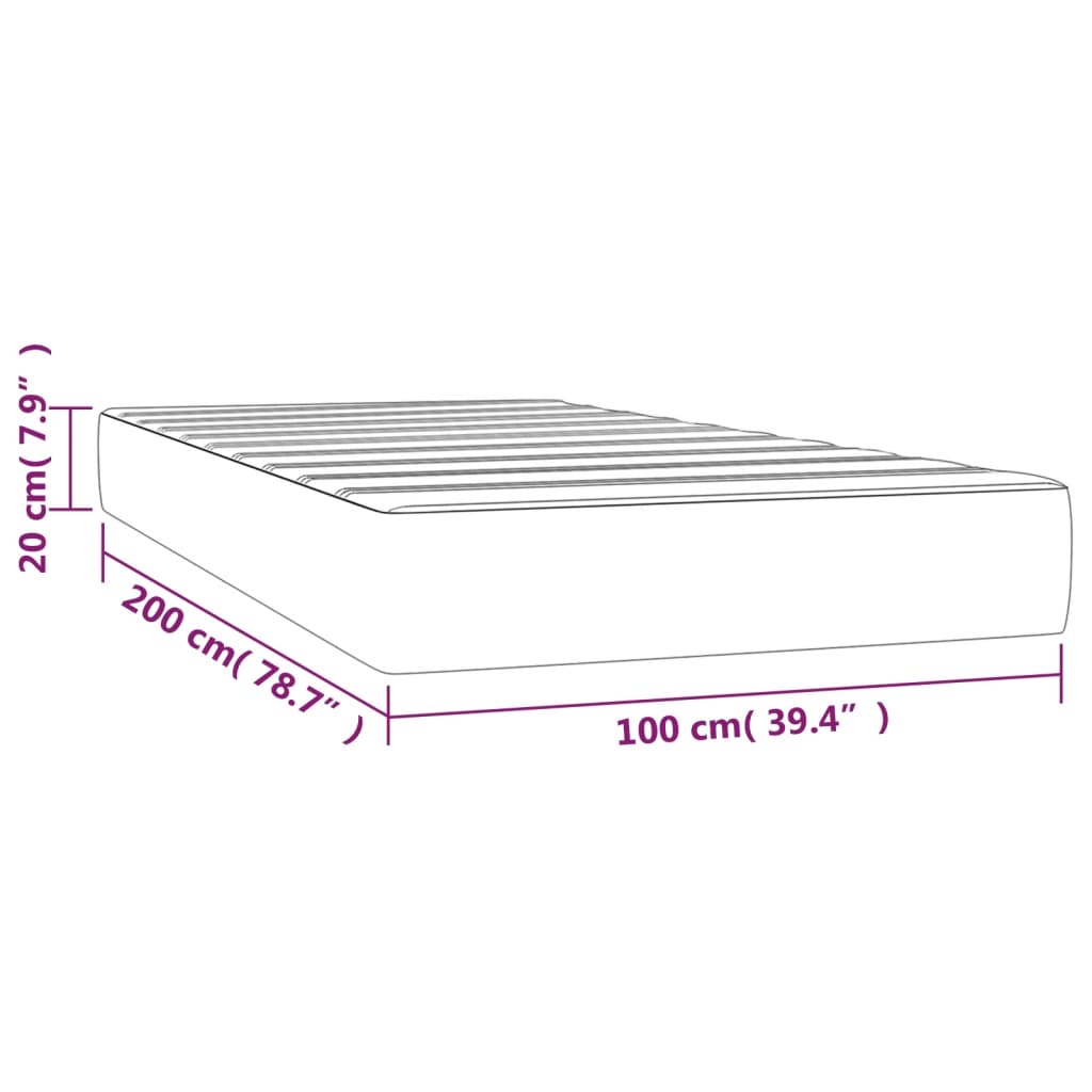 vidaXL Στρώμα με Pocket Springs Σκούρο Γκρι 100x200x20 εκ. Υφασμάτινο