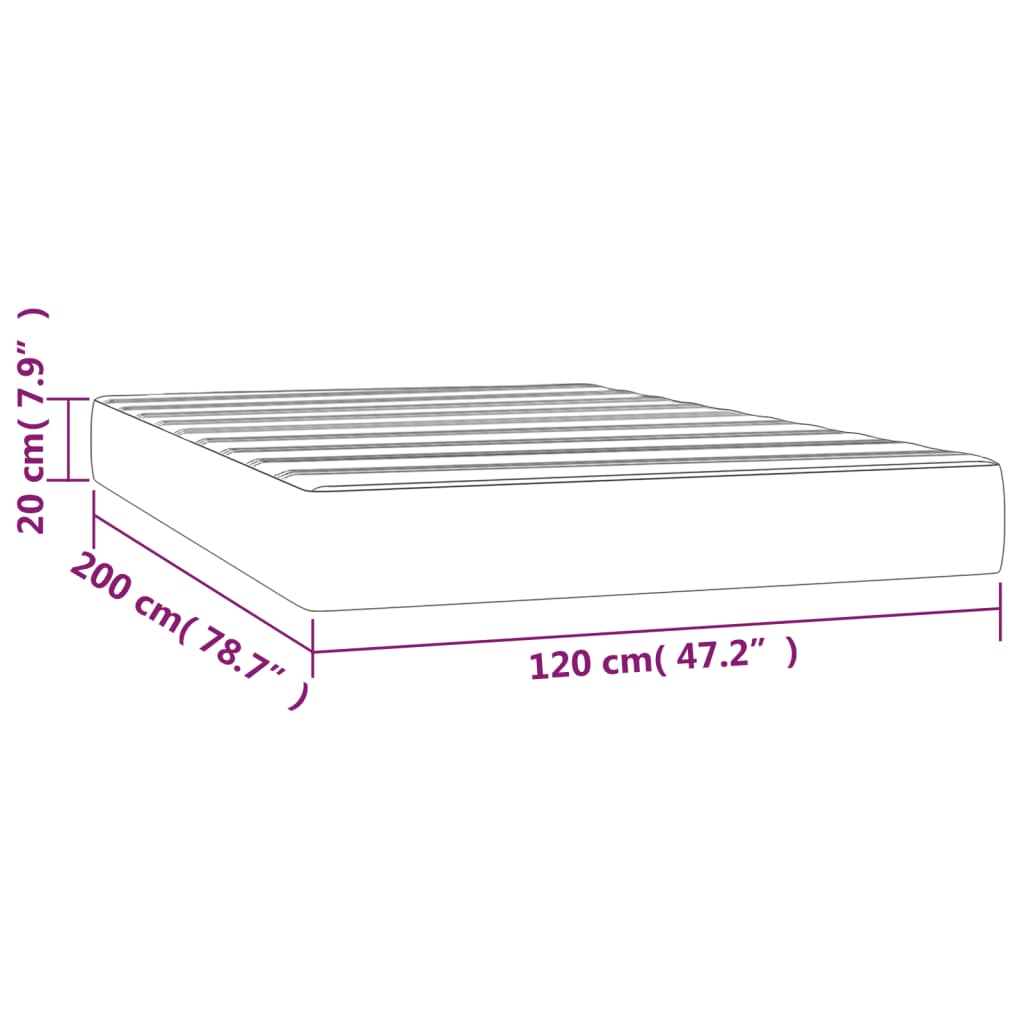 vidaXL Στρώμα με Pocket Springs Ανοιχτό Γκρι 120x200x20 εκ. Υφασμάτινο