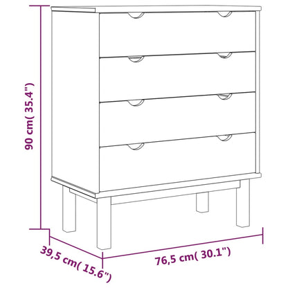 vidaXL Συρταριέρα OTTA Γκρι 76,5 x 39,5 x 90 εκ. από Μασίφ Ξύλο Πεύκου