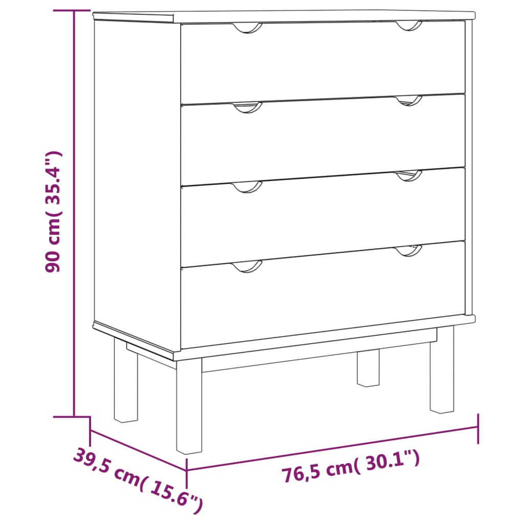 vidaXL Συρταριέρα OTTA Καφέ & Γκρι 76,5x39,5x90 εκ. Μασίφ Ξύλο Πεύκου