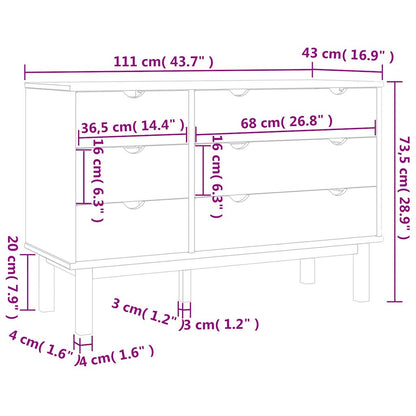 vidaXL Συρταριέρα OTTA Γκρι 111x43x73,5 εκ. από Μασίφ Ξύλο Πεύκου