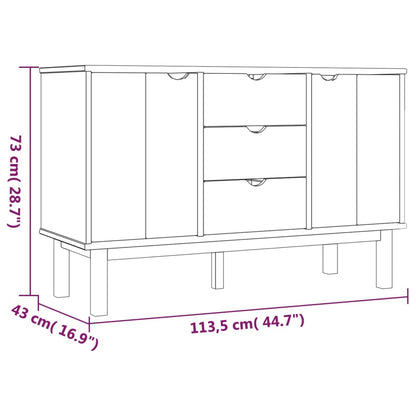 vidaXL Συρταριέρα OTTA Καφέ και Λευκό 113,5x43x73εκ. Μασίφ Ξύλο Πεύκου