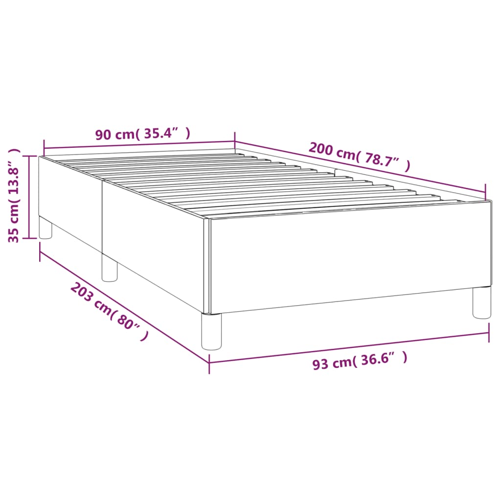 vidaXL Σκελετός Κρεβατιού Χωρίς Στρώμα Μπλε 90x200 εκ. Υφασμάτινο