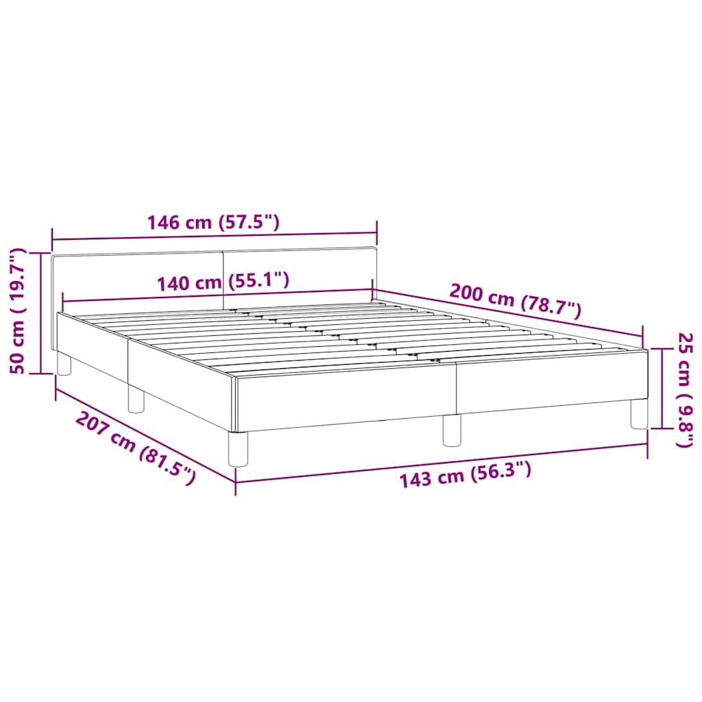 vidaXL Σκελετός Κρεβατιού Χωρίς Στρώμα Μαύρο 140x200 εκ. Βελούδινο