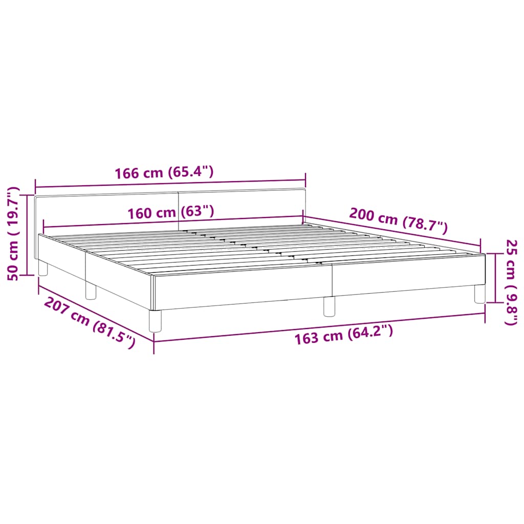 vidaXL Σκελετός Κρεβατιού Χωρίς Στρώμα Μαύρο 160x200 εκ. Βελούδινο