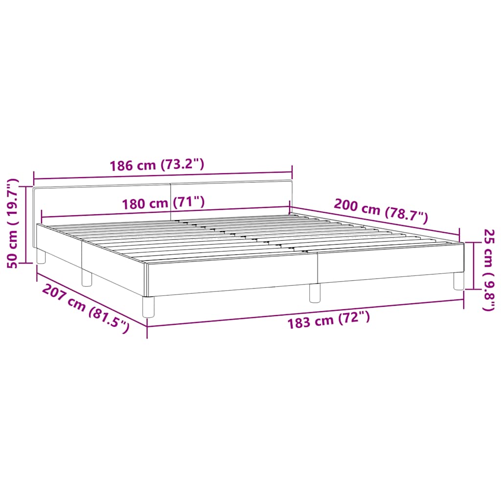 vidaXL Σκελετός Κρεβατιού Χωρίς Στρώμα Μαύρο 180x200 εκ. Βελούδινο