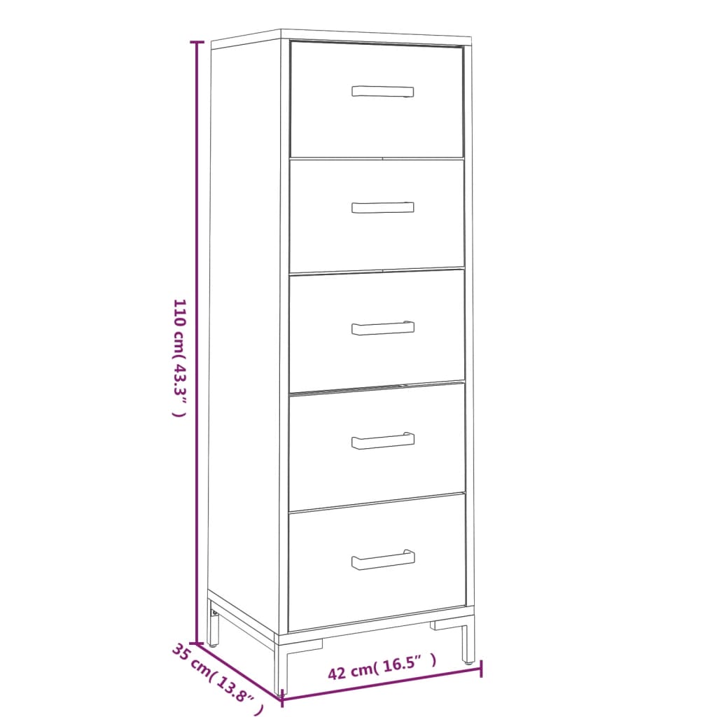 vidaXL Συρταριέρα 42 x 35 x 110 εκ. από Μασίφ Ξύλο Πεύκου