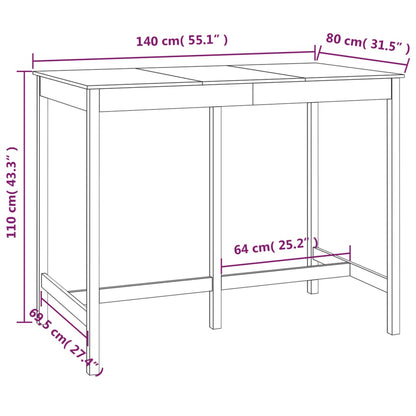 vidaXL Τραπέζι Μπαρ μελί καφέ 140 x 80 x 110 εκ. από Μασίφ Ξύλο Πεύκου