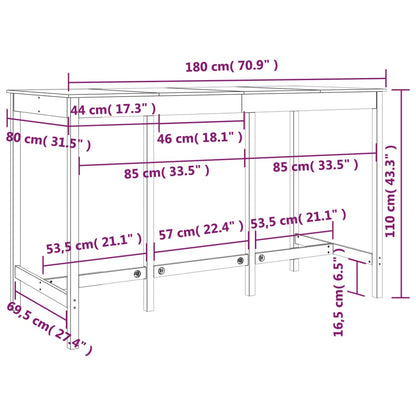 Τραπέζι Μπαρ Καφέ Μελί 180x80x110 εκ. από Μασίφ Ξύλο Πεύκου