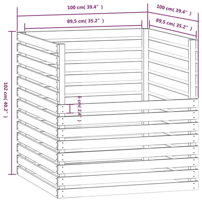 vidaXL Κομποστοποιητής Μελί Καφέ 100x100x102 εκ από Μασίφ Ξύλο Πεύκου