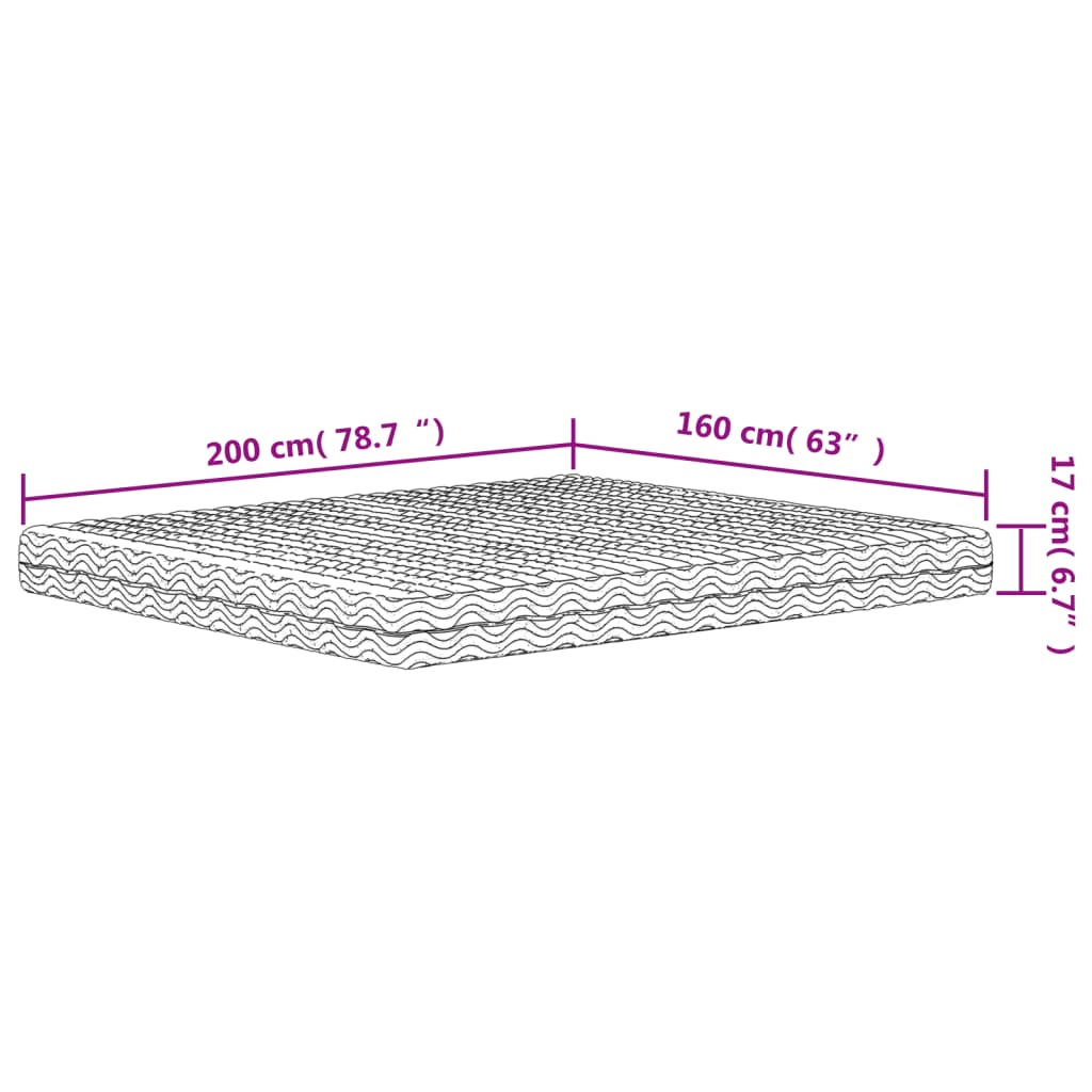 vidaXL Στρώμα Αφρού Σκληρότητα H2 H3 Λευκό 160 x 200 εκ.