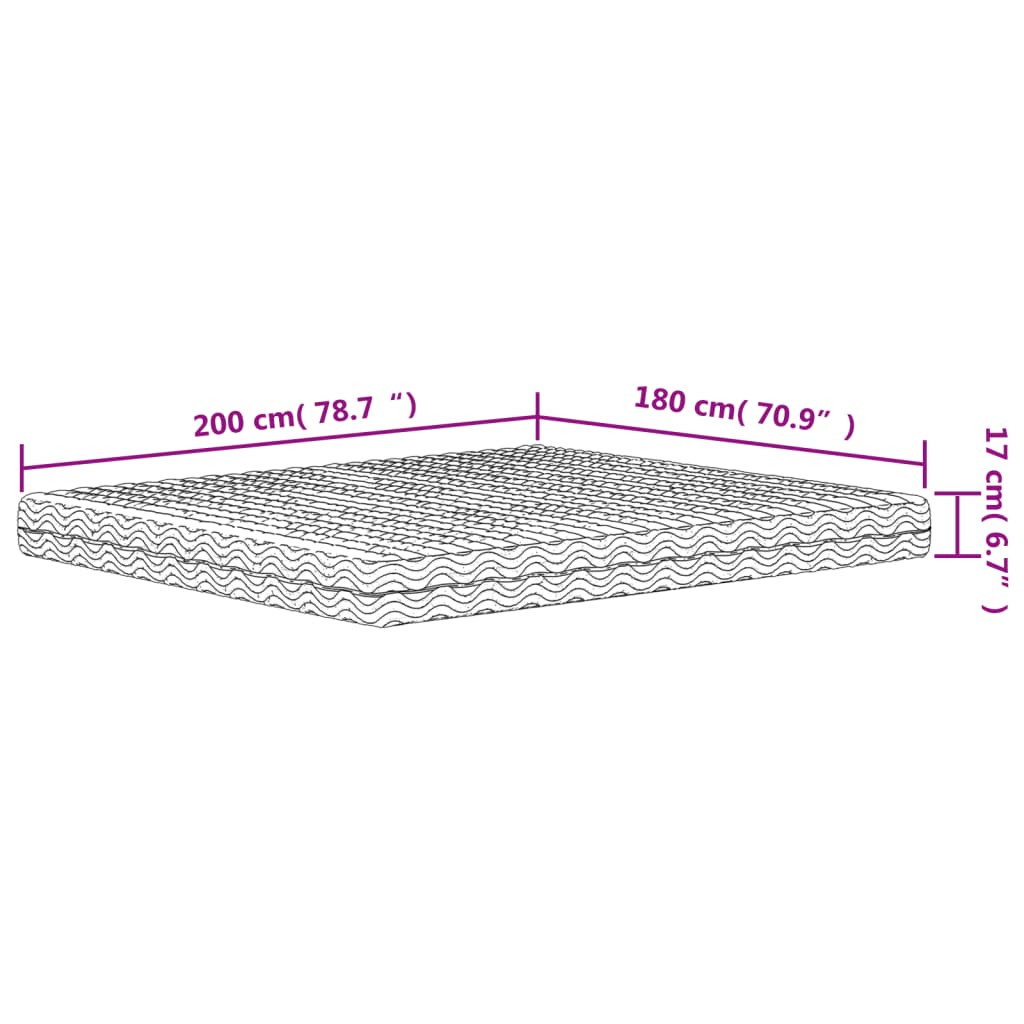 vidaXL Στρώμα Αφρού Σκληρότητα H2 H3 Λευκό 180 x 200 εκ.