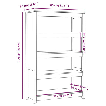 vidaXL Βιβλιοθήκη Γκρι 80x35x126 εκ. από Μασίφ Ξύλο Πεύκου