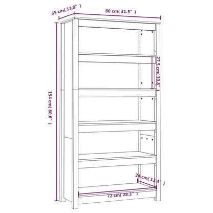 vidaXL Βιβλιοθήκη Λευκή 80x35x154 εκ. από Μασίφ Ξύλο Πεύκου