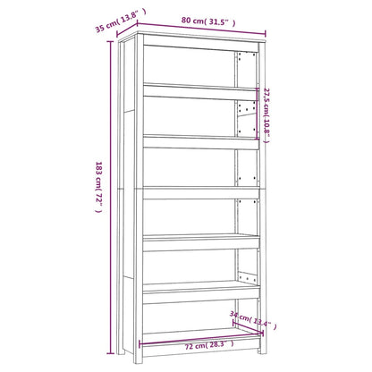 vidaXL Βιβλιοθήκη Λευκή 80x35x183 εκ. από Μασίφ Ξύλο Πεύκου